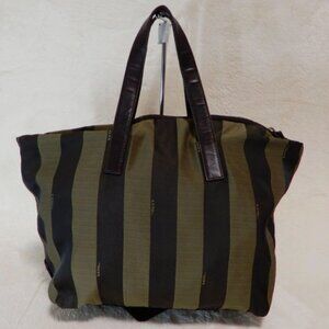 Fendi Pequin Logo Tobacco Tote Satchel (Authentic Pre-Owned)